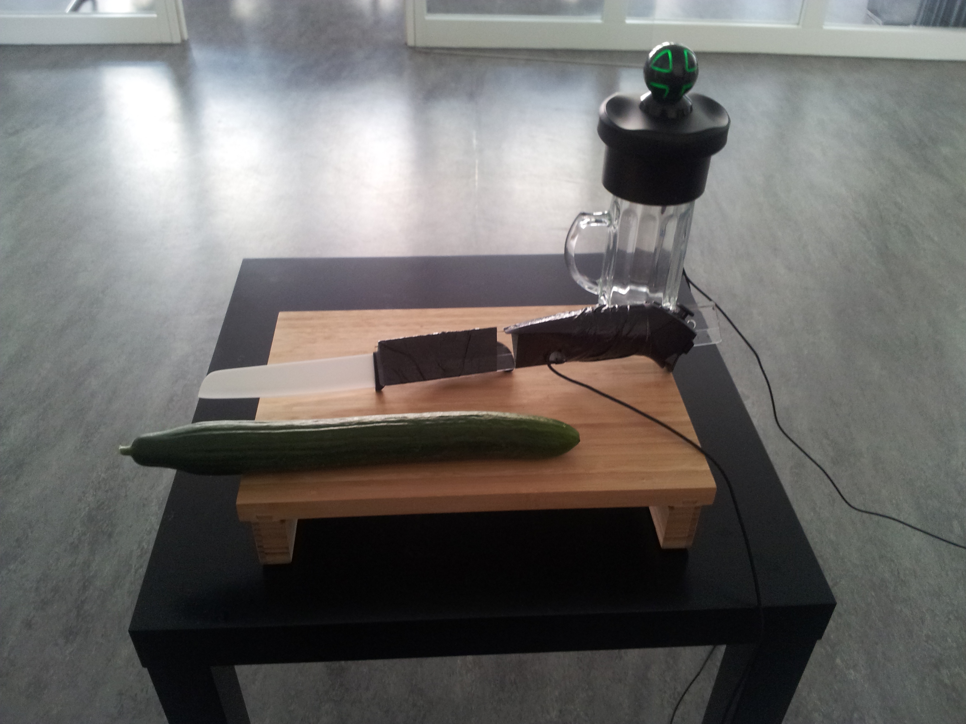 cucumber cutting setup