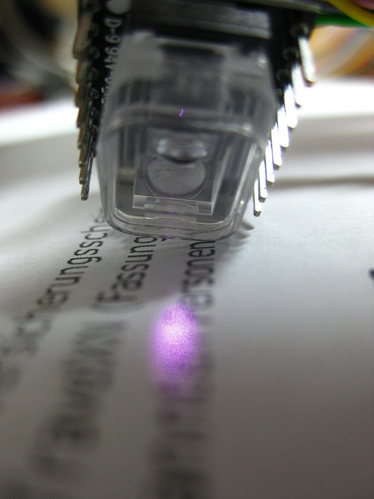 Fingertip sensor on paper (uses an ADNS-9500)